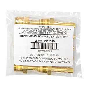 CONEXIÓN 600BK MACHO LATÓN 1/4 NPT