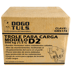 TROLE PARA CARGA CAPACIDAD DE 500KG, COLOR NEGRO, MODELO D2