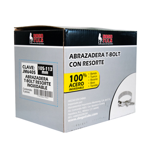 ABRAZADERA T-BOLT RESORTE 105-113mm ACERO INOXIDABLE