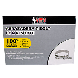 ABRAZADERA T-BOLT RESORTE 121-129mm ACERO INOXIDABLE