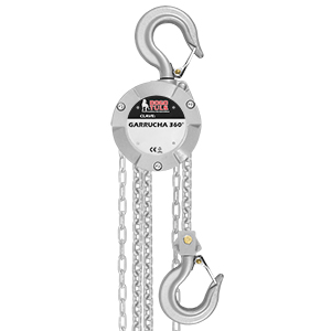 GARRUCHA DE ALUMINIO 360°, CAPACIDAD DE 2T, CADENAS DE 6M, FACTOR 4:1