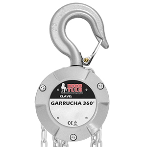 GARRUCHA DE ALUMINIO 360°, CAPACIDAD DE 2T, CADENAS DE 6M, FACTOR 4:1