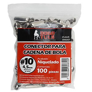 CONECTOR DE CADENA DE BOLA NIQUELADA #10 CON CON 100PZ